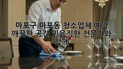 마포구 마포동 청소업체 예약: 깨끗한 공간, 믿음직한 전문가와 함께!